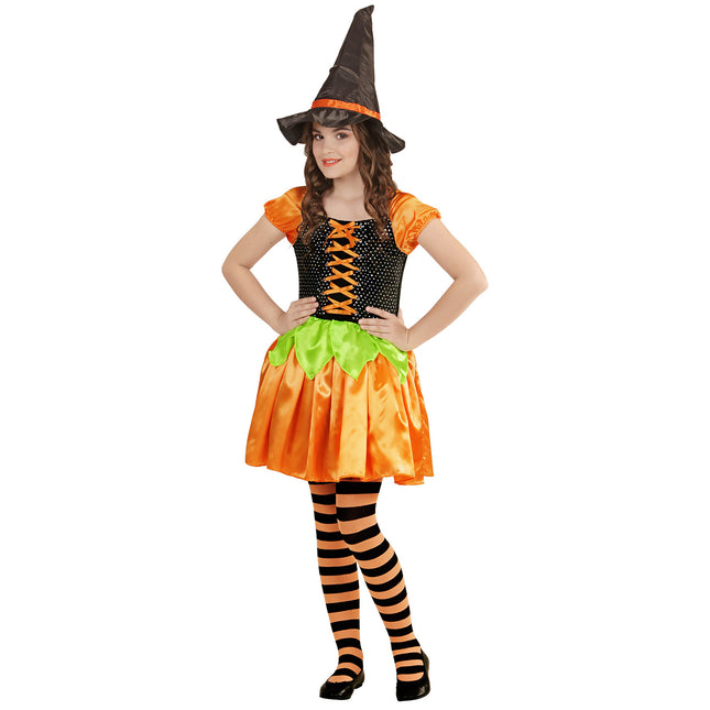 Disfraz de Bruja Niña Calabaza 2 piezas