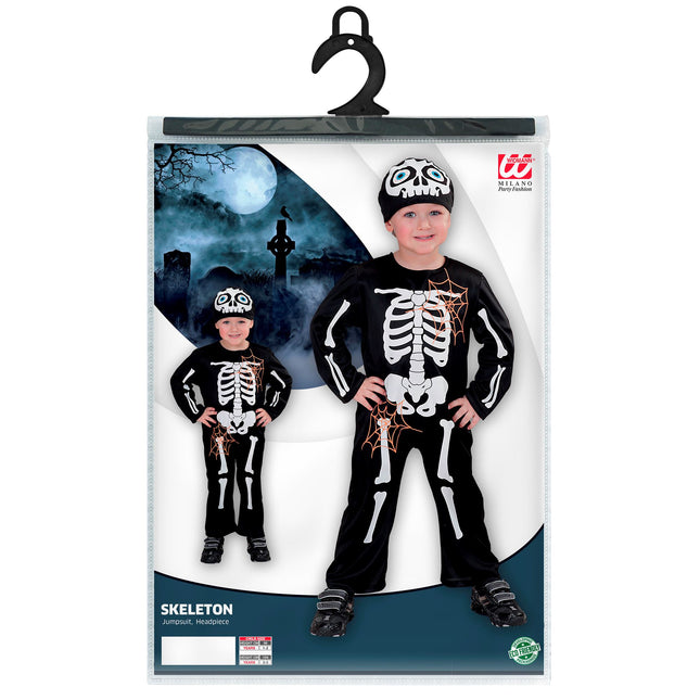 Disfraz de Halloween Negro Blanco Niño Esqueleto