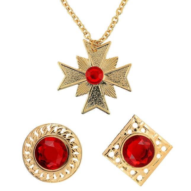 Set de Accesorios de Halloween Rojo Dorado 3 piezas