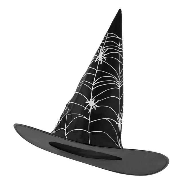 Sombrero de bruja de Halloween Tela de araña blanca y negra