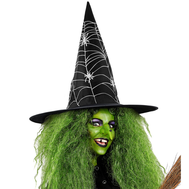 Sombrero de bruja de Halloween Tela de araña blanca y negra