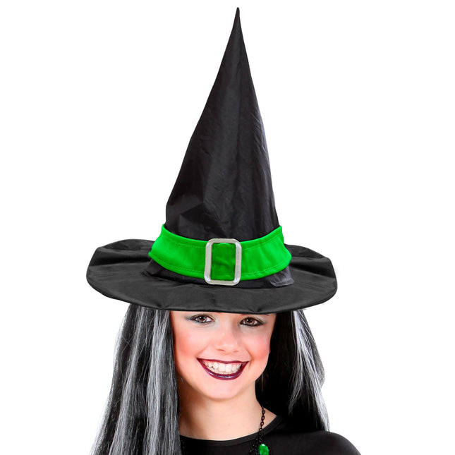 Sombrero de bruja de Halloween Negro Verde