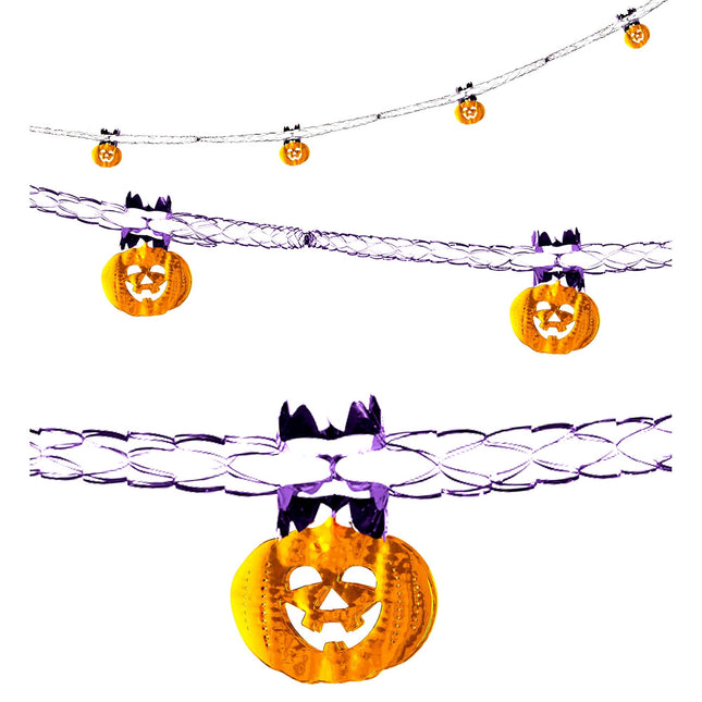 Guirnalda de Halloween Calabaza Morada Naranja 2,7m
