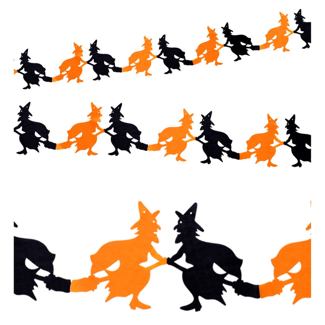Guirnalda de Halloween Negra Naranja Bruja 3m