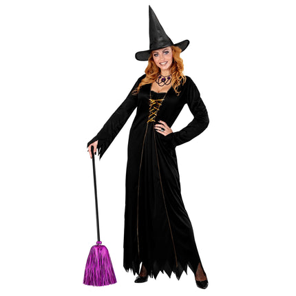 Escoba de bruja de Halloween Morada 92cm