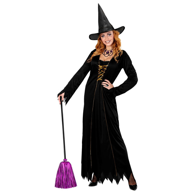 Escoba de bruja de Halloween Morada 92cm