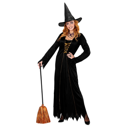 Escoba de bruja de Halloween Naranja 92cm