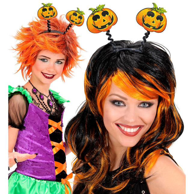 Diadema Halloween Calabazas Verde Naranja
