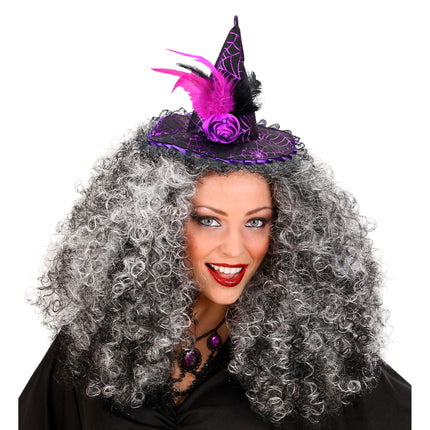 Diadema Halloween Negra Rosa Bruja