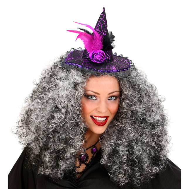 Diadema Halloween Negra Rosa Bruja