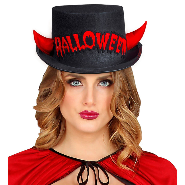 Halloween Sombrero Alto Negro Rojo Diablo