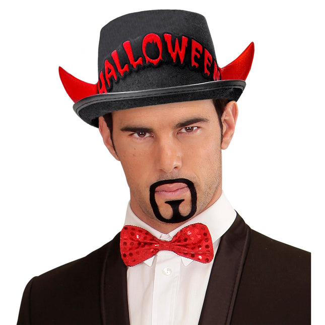 Halloween Sombrero Alto Negro Rojo Diablo