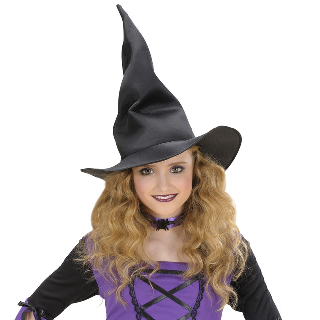 Halloween Sombrero de Bruja Negro Niño Arrugado