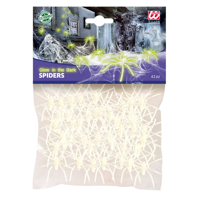 Halloween Araña falsa que brilla en la oscuridad 42 piezas