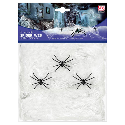 Telaraña Halloween Blanca Con Arañas 4 piezas