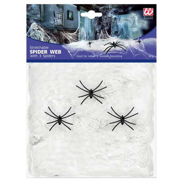 Telaraña Halloween Blanca Con Arañas 4 piezas