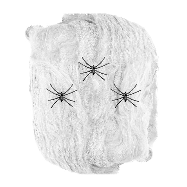 Telaraña Halloween Blanca Con Arañas 4 piezas