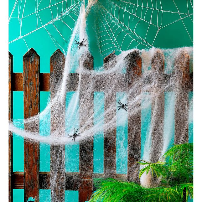 Telaraña Halloween Blanca Con Arañas 4 piezas