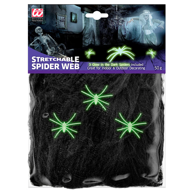Telaraña de Halloween con arañas 4 piezas
