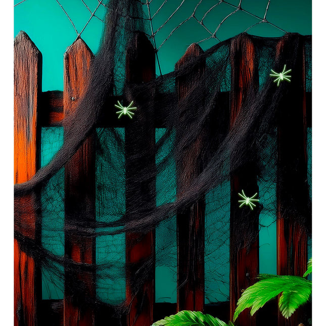 Telaraña de Halloween con arañas 4 piezas