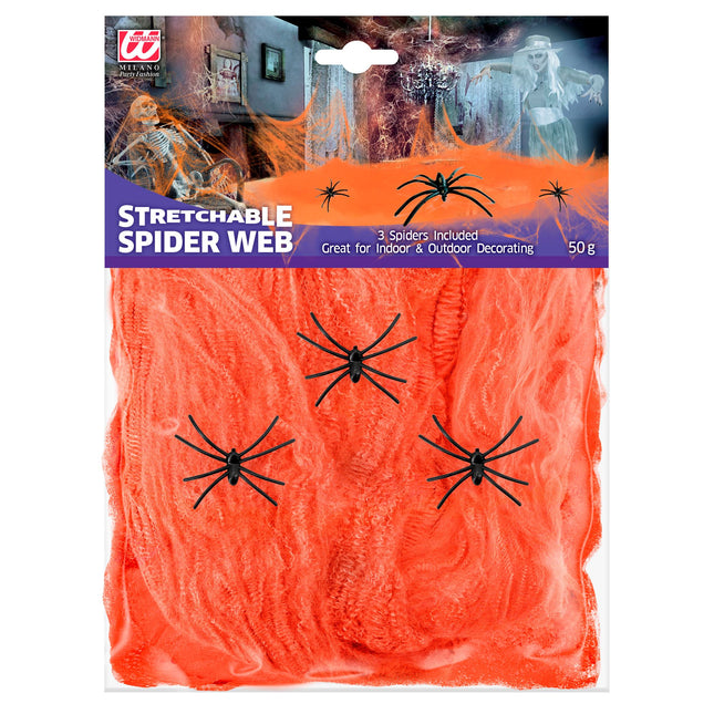 Tela de araña naranja con arañas 4 piezas