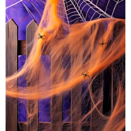 Tela de araña naranja con arañas 4 piezas