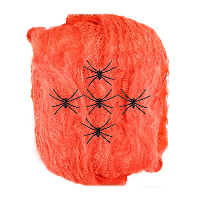 Halloween Telaraña Naranja Con Arañas