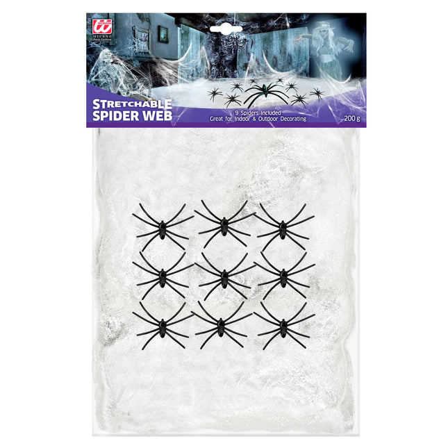 Telaraña de Halloween con arañas 10 piezas