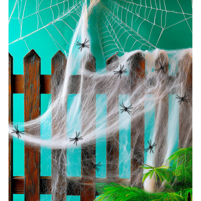 Telaraña de Halloween con arañas 10 piezas