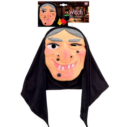 Máscara de Halloween Bruja con pañuelo en la cabeza