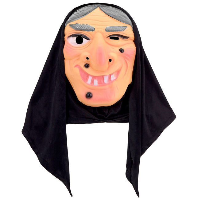 Máscara de Halloween Bruja con pañuelo en la cabeza