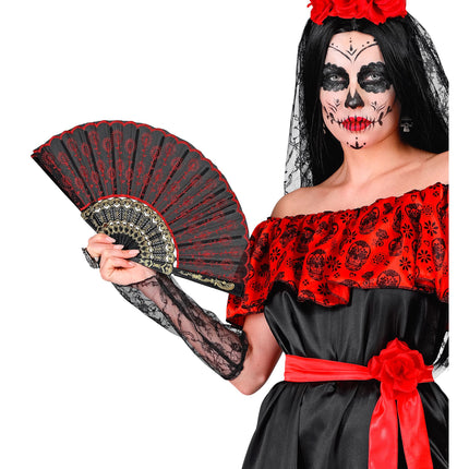 Abanico Español Rojo Negro