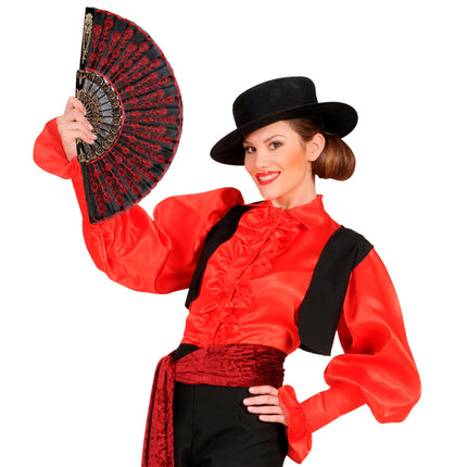 Abanico Español Rojo Negro