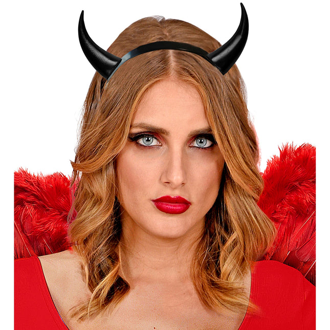 Diadema Halloween Diablo Negro Plástico
