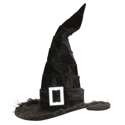 Sombrero de Bruja de Halloween Negro con Hebilla