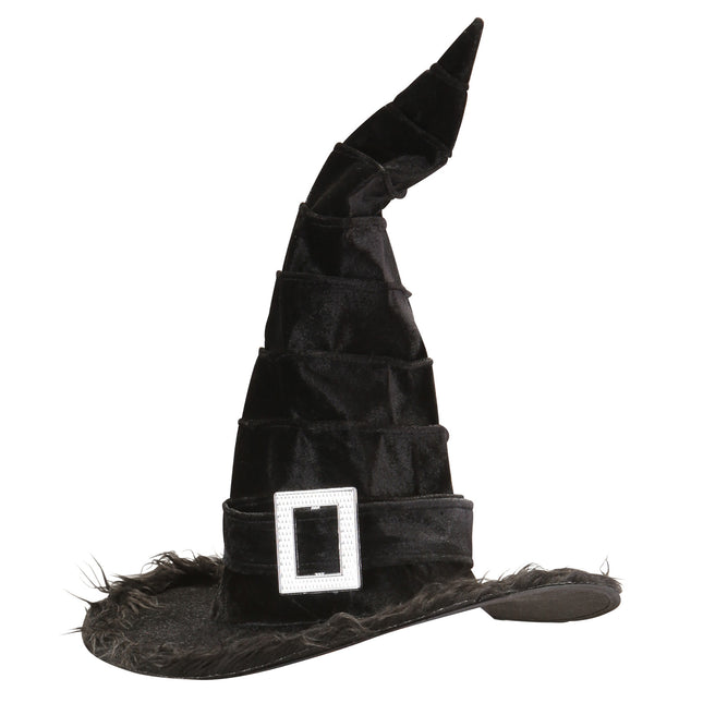 Sombrero de Bruja de Halloween Negro con Hebilla