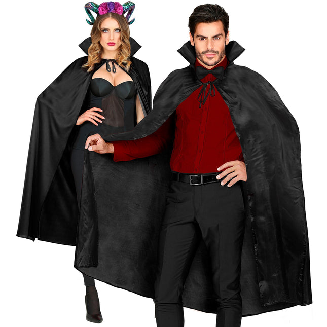 Capa de Halloween Negra Con Cuello 1,3m