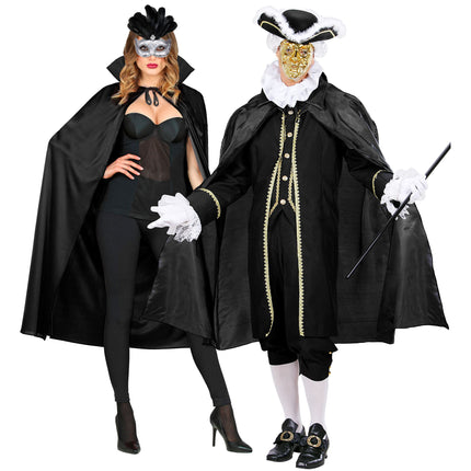 Capa de Halloween Negra Con Cuello 1,3m