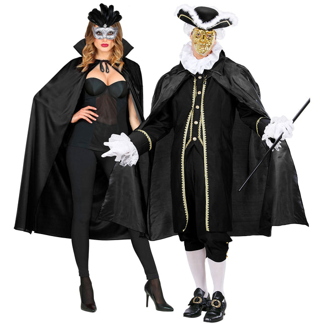 Capa de Halloween Negra Con Cuello 1,3m