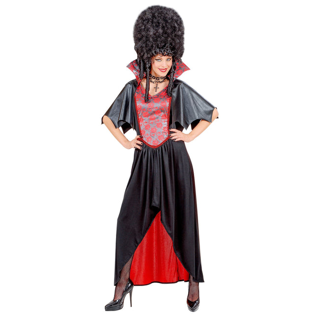 Vestido Halloween Negro Rojo Señoras Vampiro 2 piezas