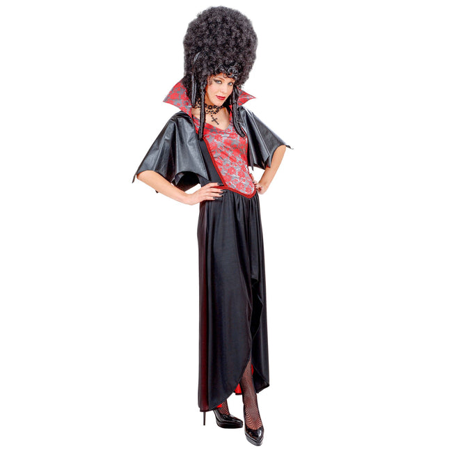Vestido Halloween Negro Rojo Señoras Vampiro 2 piezas