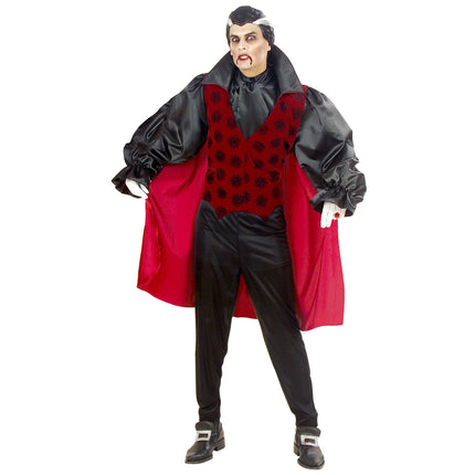 Disfraz de Halloween Rojo Negro Hombre Vampiro 4 piezas