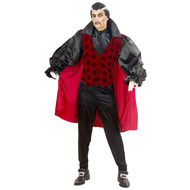Disfraz de Halloween Rojo Negro Hombre Vampiro 4 piezas