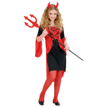 Vestido Halloween Rojo Niña Diablo