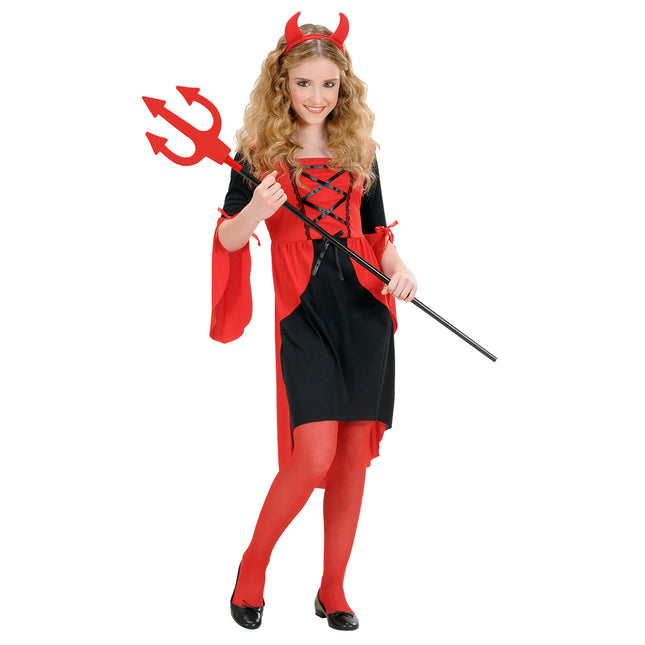 Vestido Halloween Rojo Niña Diablo