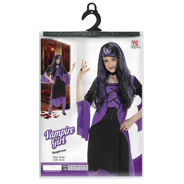 Vestido Halloween Negro Morado Niña Bruja