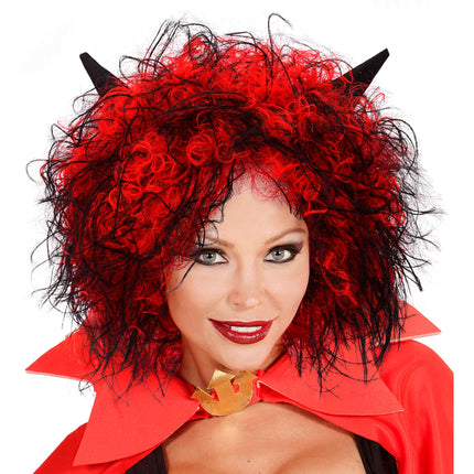 Peluca de Halloween Diablo Rojo Pelo Corto