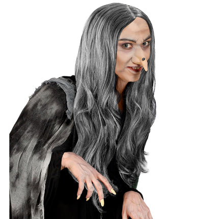 Peluca Halloween Bruja Gris