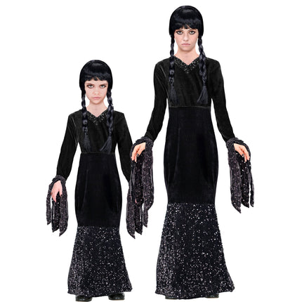 Vestido Halloween Negro Niña Largo