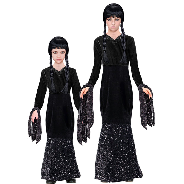 Vestido Halloween Negro Niña Largo